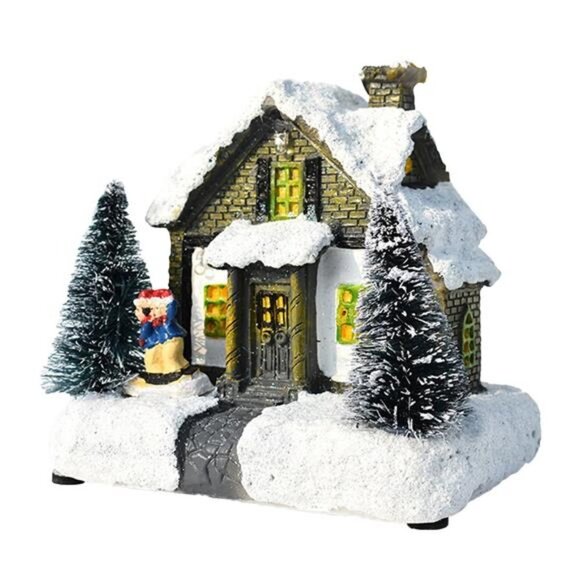 Christmas Scene Village Houses Town with Warm White LED Light Battery Operate - Picture 2 of 4